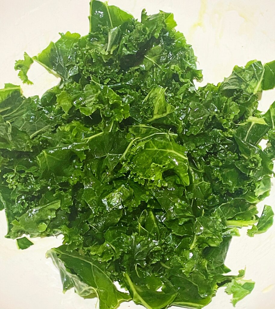 kale massaged with olive oil