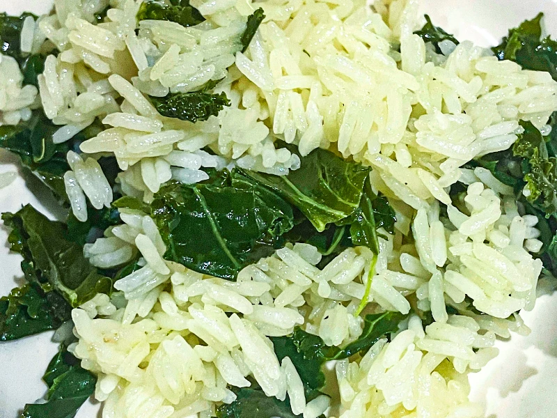 kale garlic butter rice
