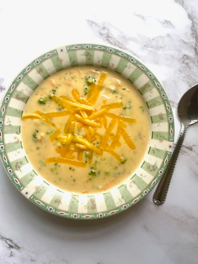bowl of creamy broccoli cheese soup