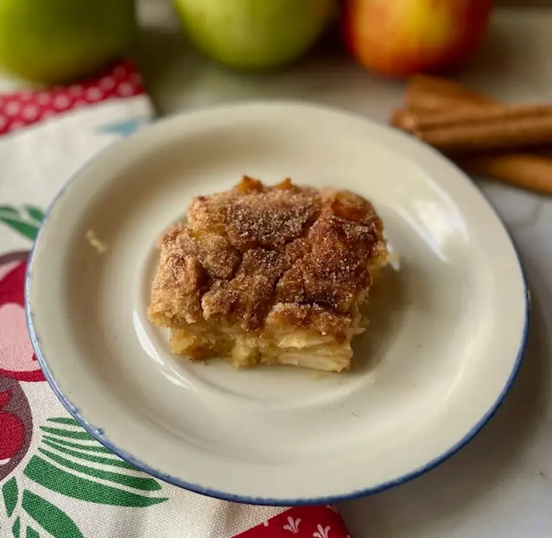 cozy fall dessert bars with apple chunks and cinnamon