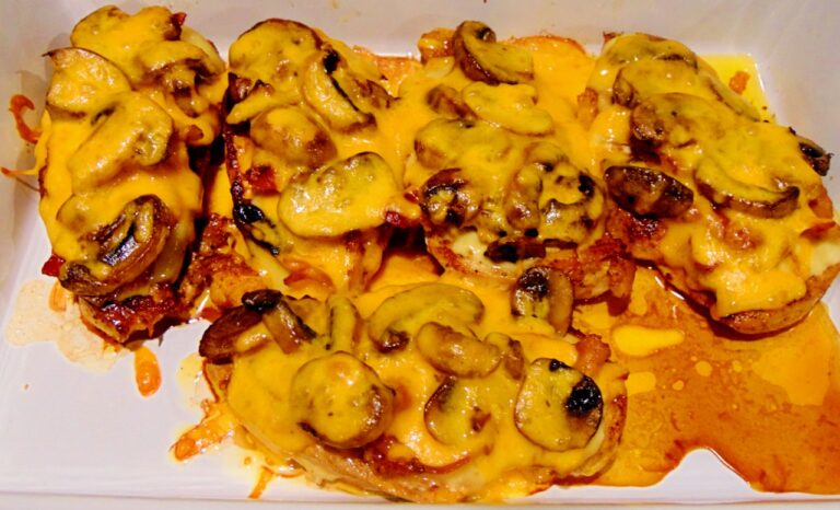 Alice springs chicken in a baking dish