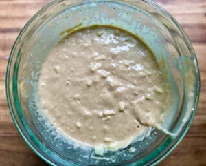 apples folded into apple spice pancakes batter