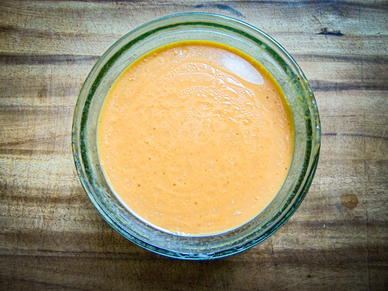 pumpkin chai waffles - wet ingredients in a bowl