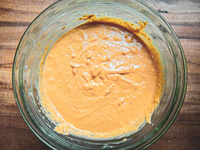 pumpkin chai waffles - wet and dry ingredients combined