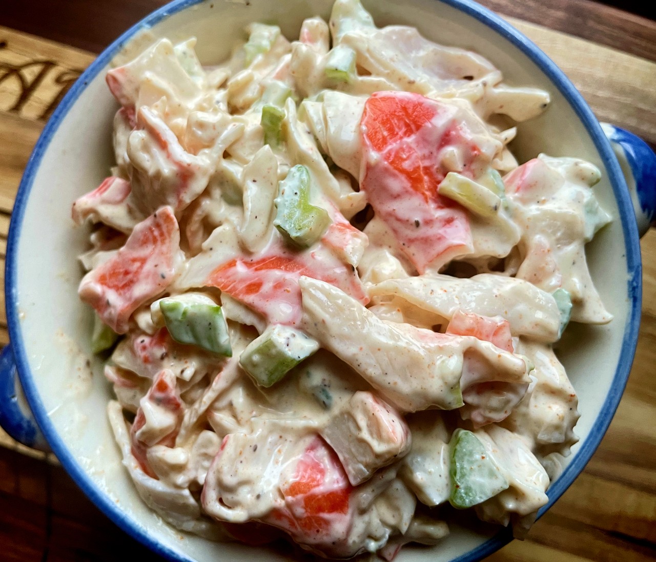 creamy Crab salad in a bowl