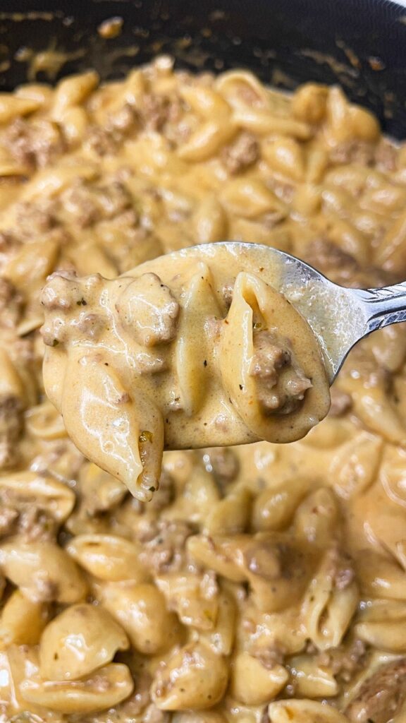 Creamy Beef and Cheddar Pasta (One Pan Meal)