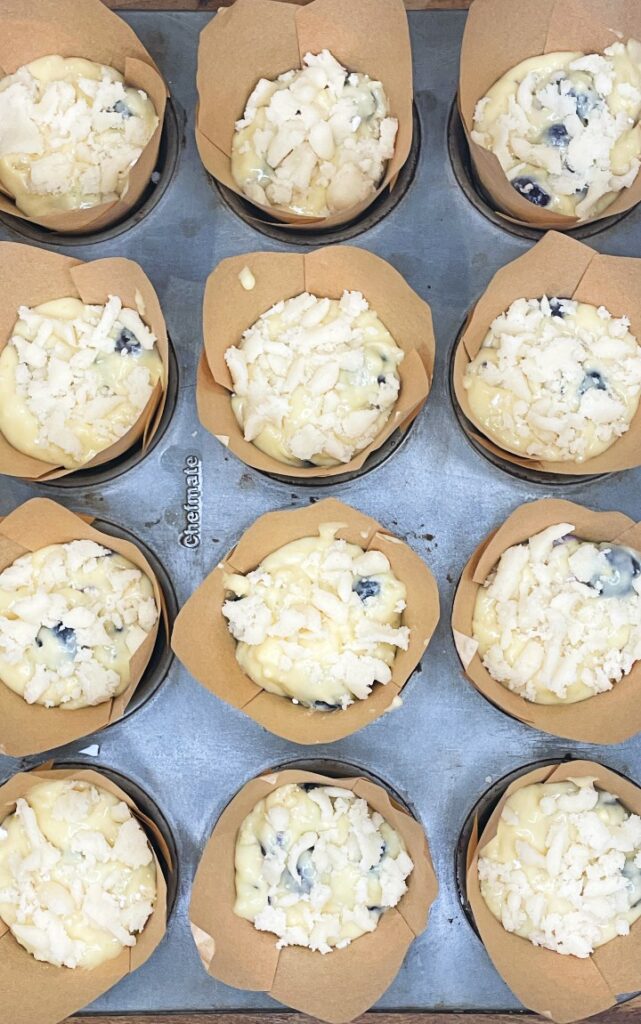 blueberry muffins ready for the oven
