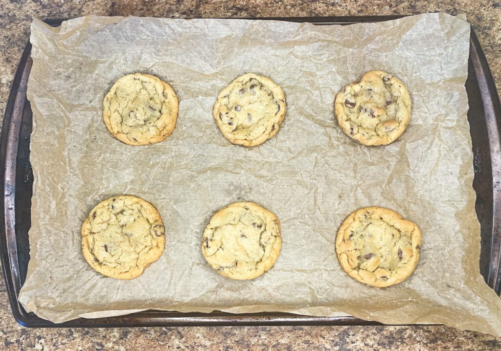 freshly baked chocolate chip cookies