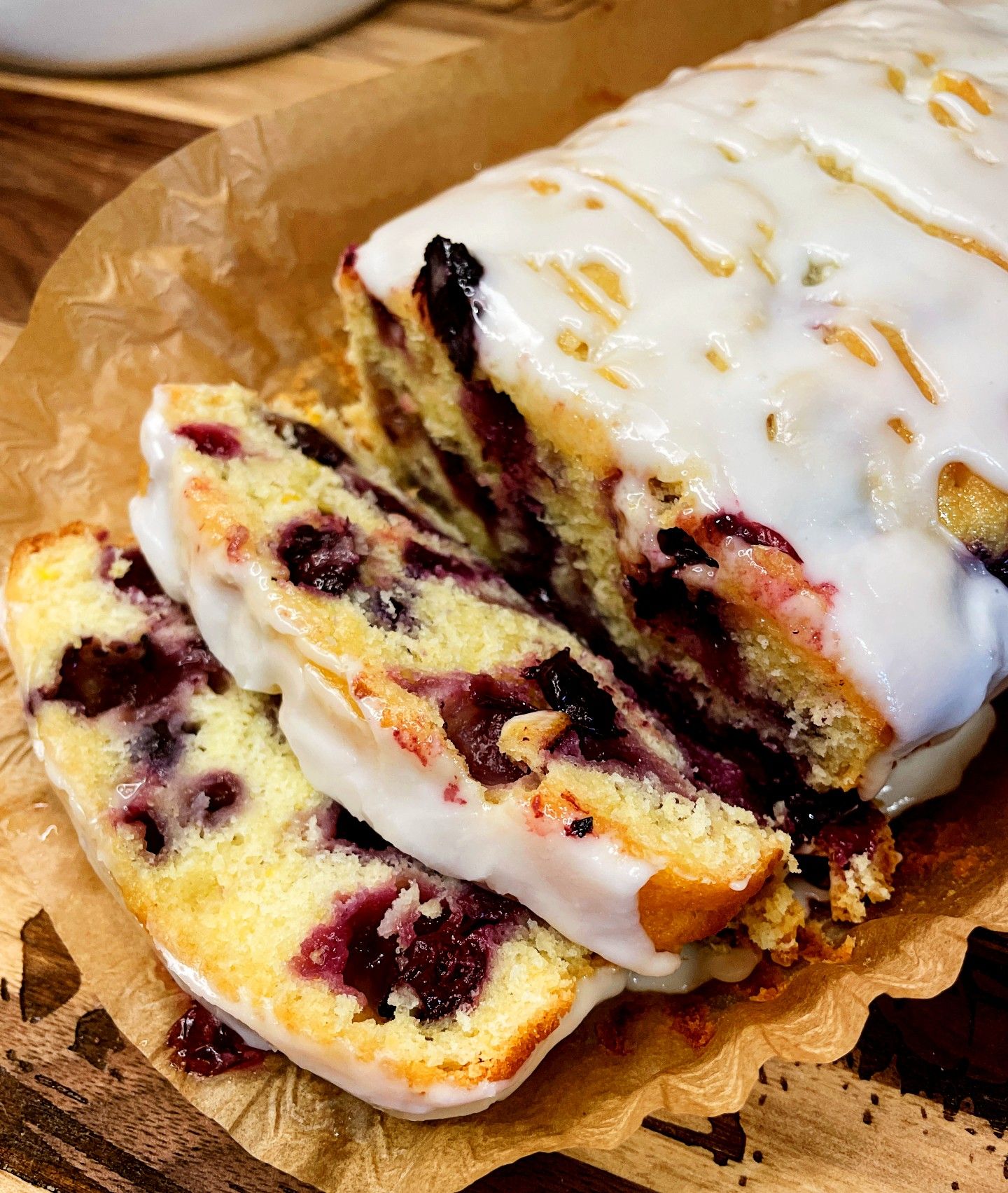Sliced Lemon blueberry bread