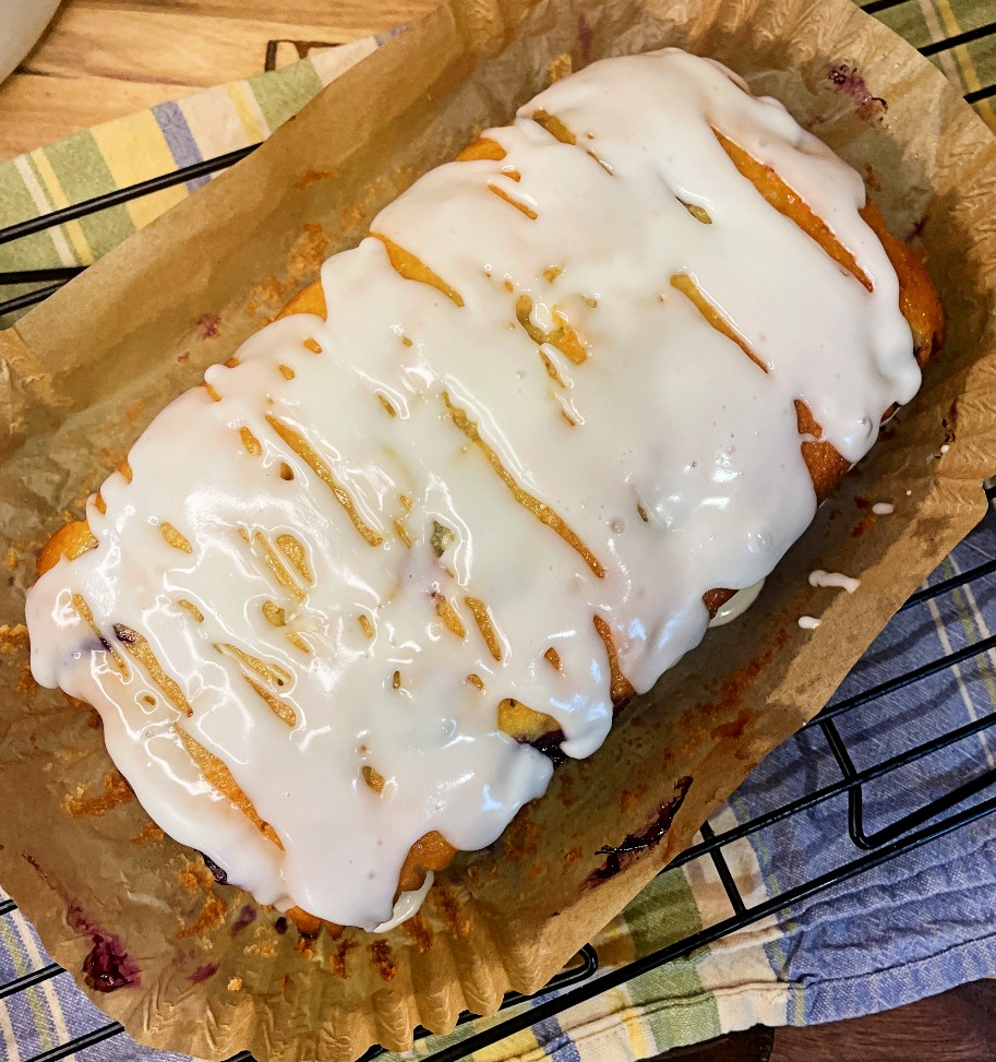 lemon blueberry loaf with lemon glaze