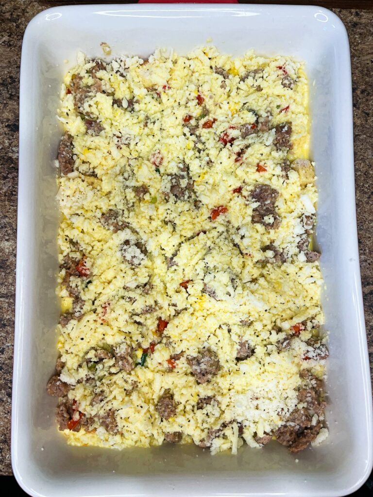 Baked casserole with sausage and eggs