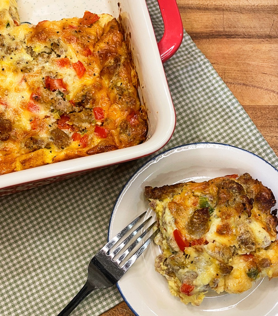 easy breakfast casserole on a plate