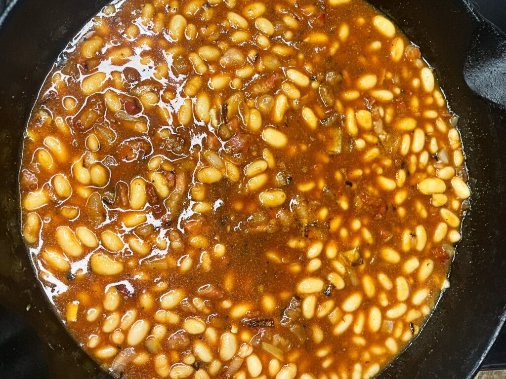 Easy baked beans with molasses and brown sugar