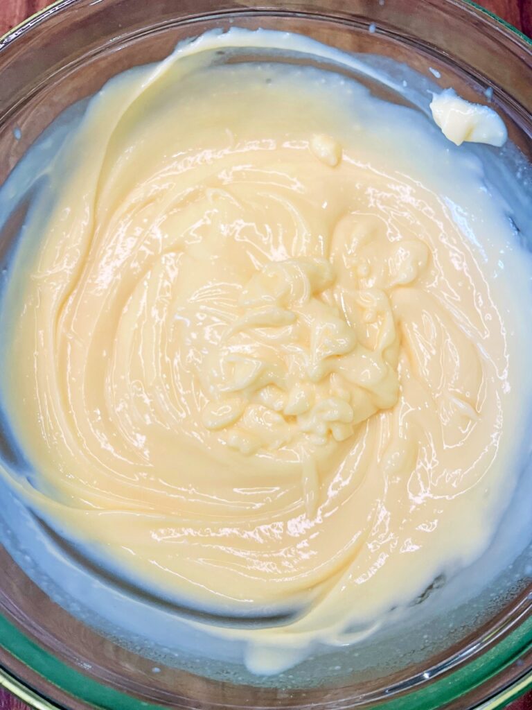 vanilla pudding mixture in a bowl