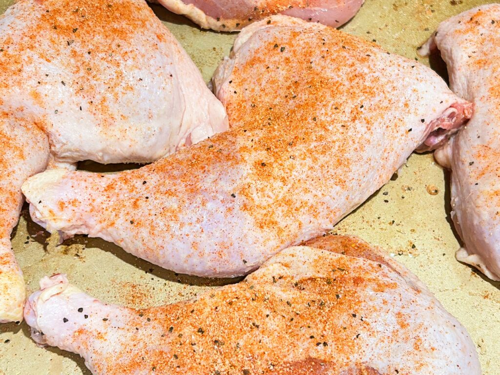 seasoned chicken quarters for firehall chicken