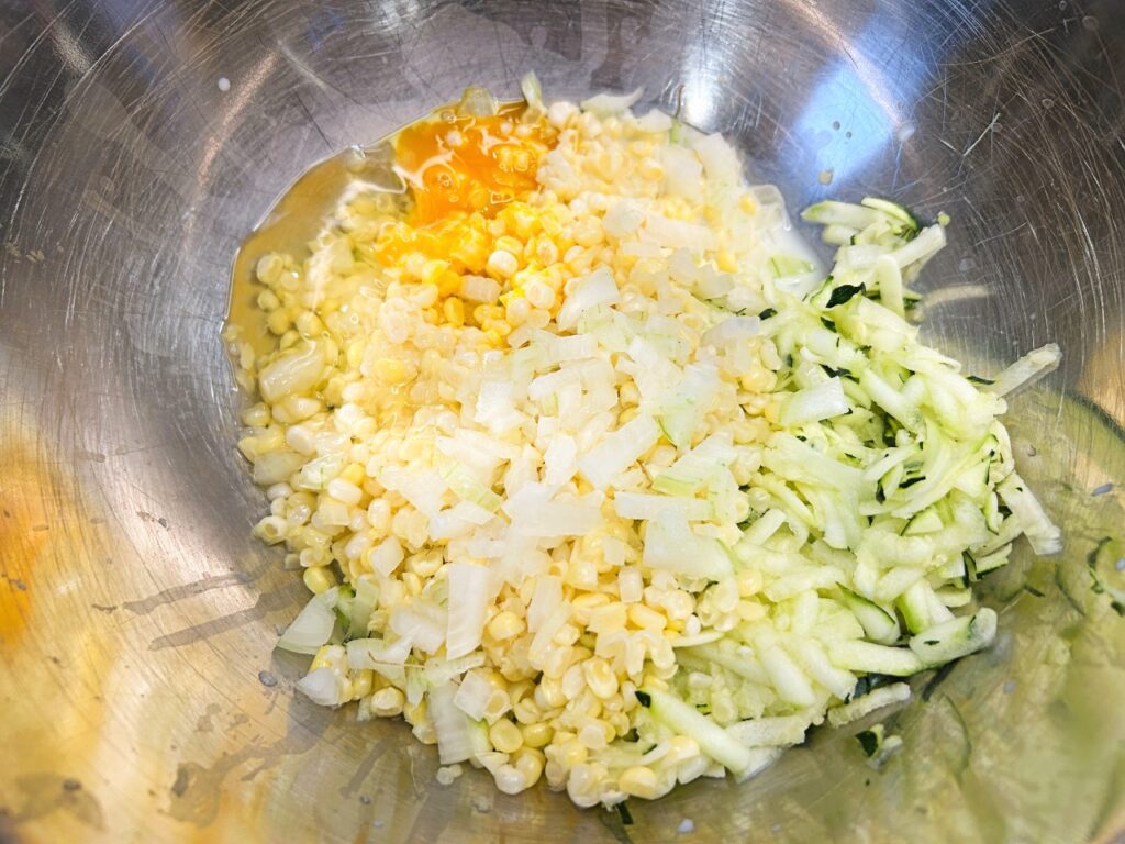 Wet ingredients together in a bowl.