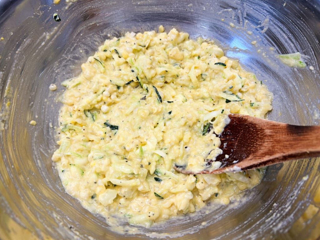 Batter after the flour and seasonings have been mixed in