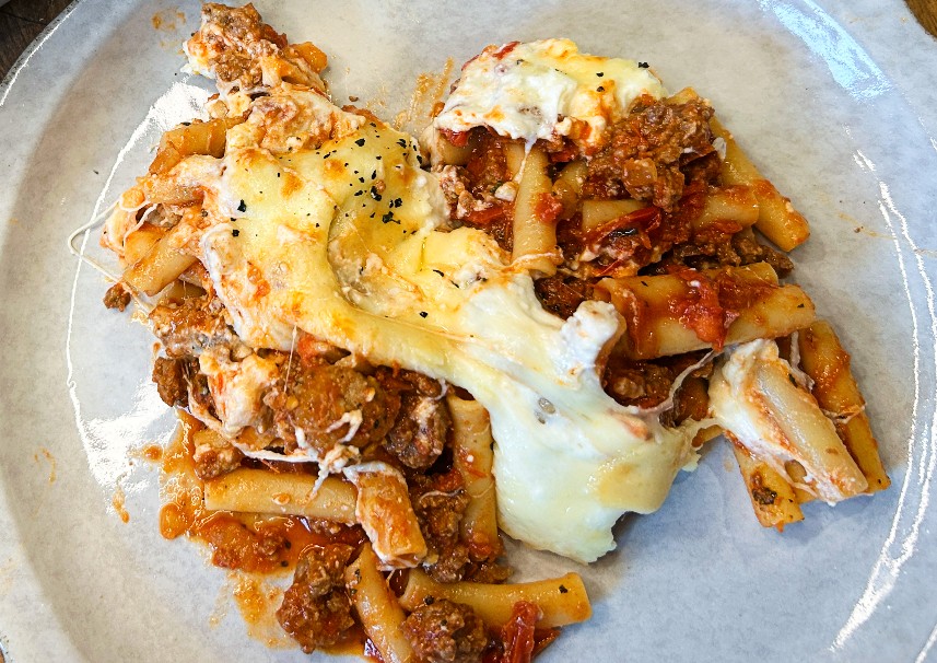 Easy Baked Ziti on white plate
