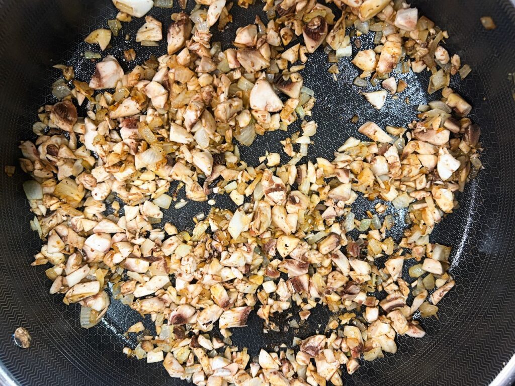 sauted onion, mushrooms, and garlic in skillet